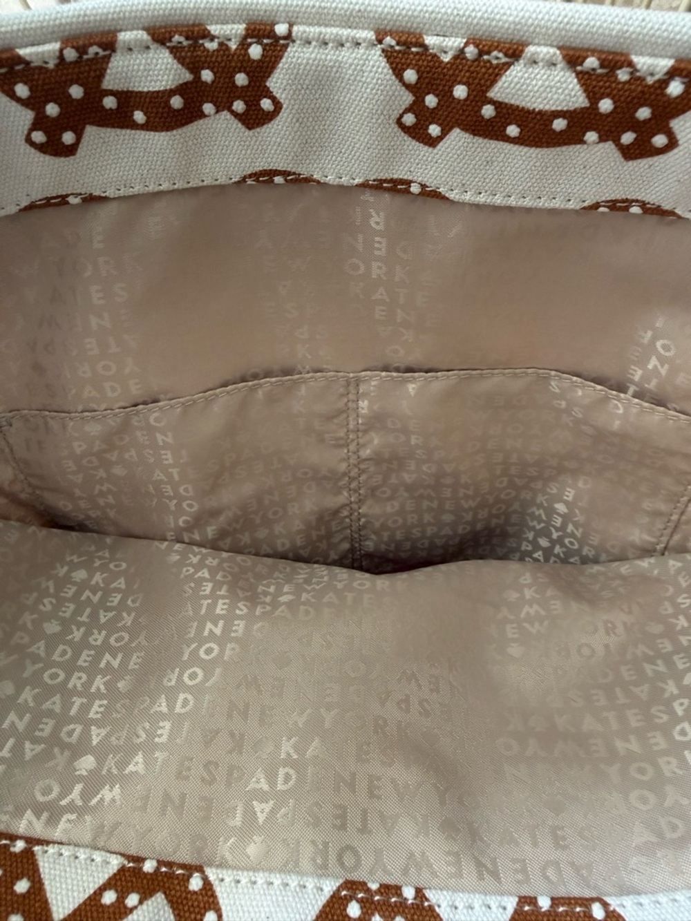 Kate Spade White canvas pretzel print tote - Picture 3 of 7